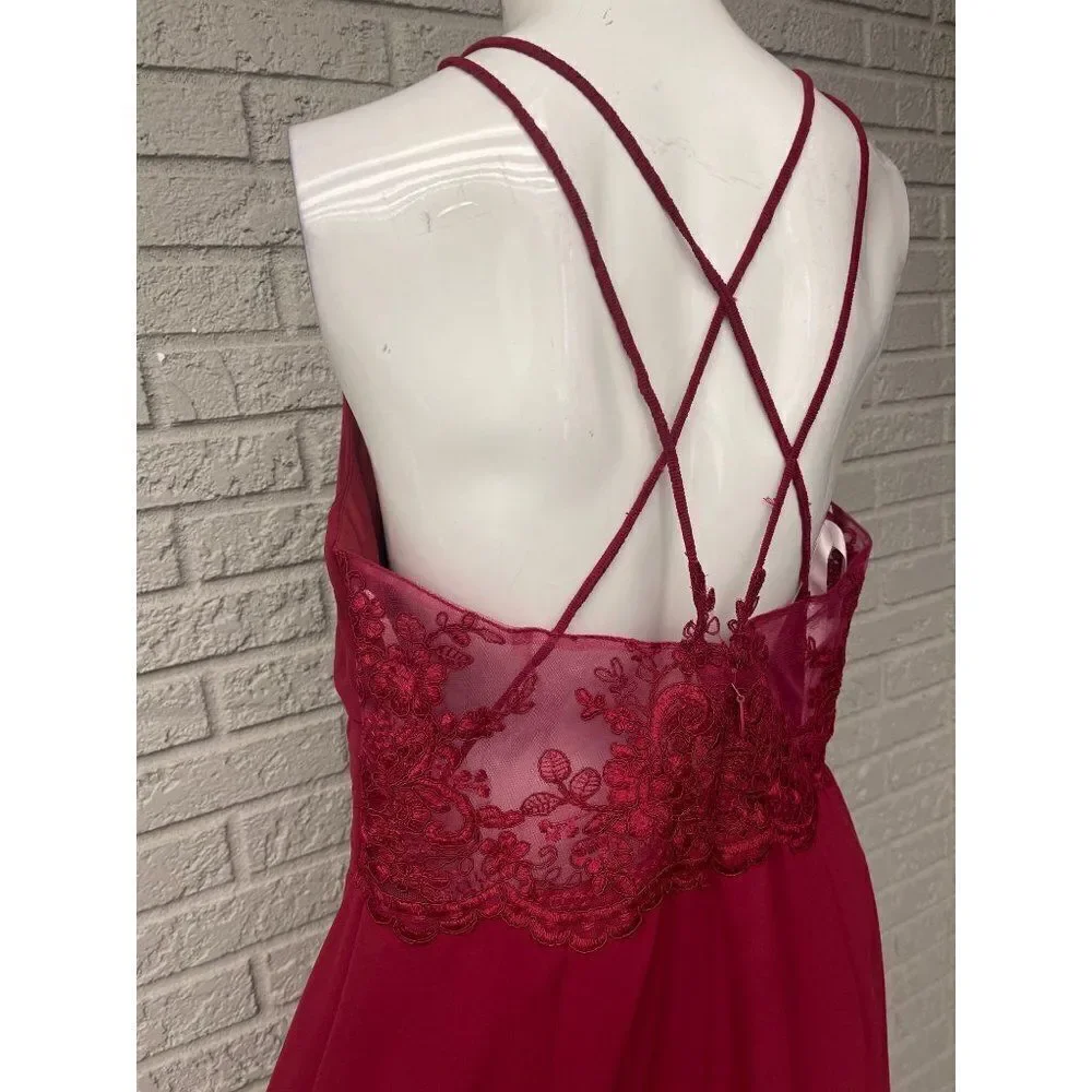 NWT Azazie Burgundy Bonnie Allure Halter Bridesmaid Dress Size 14 - Picture 13 of 16